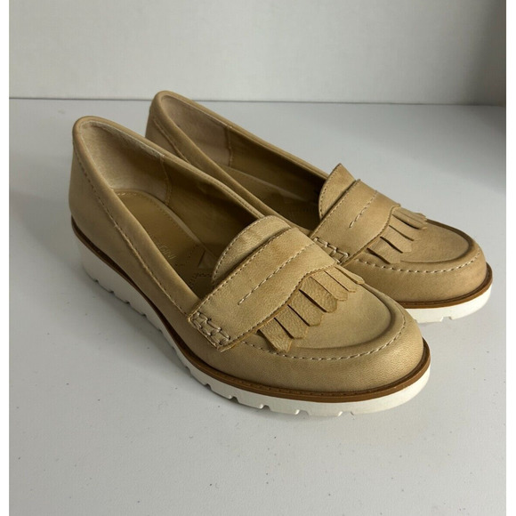 Adrienne Vittadini Tumult Fringe Platform Loafer Women's Leather Wedge SZ 6 - Picture 3 of 10